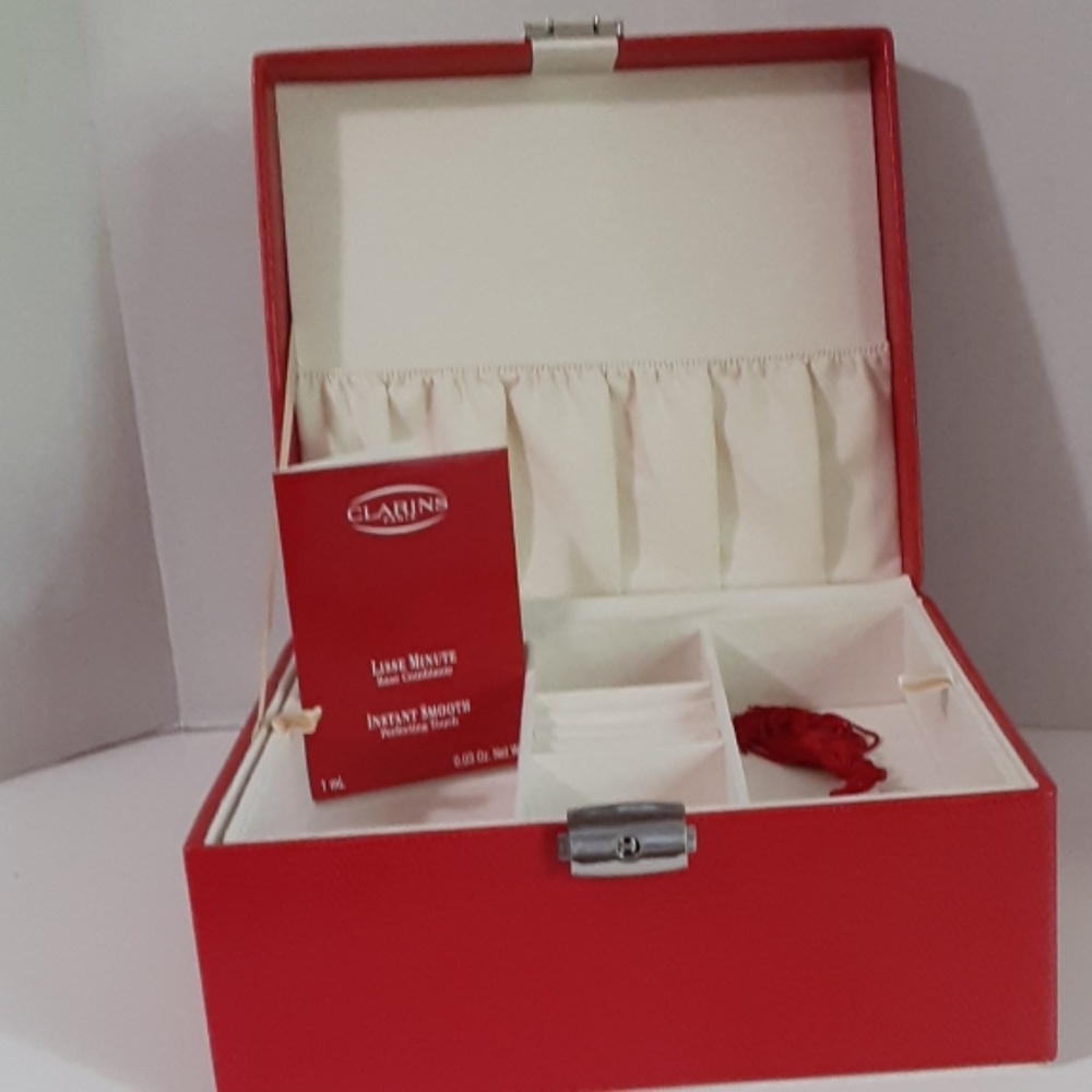 Clarins Paris Jewelry Box Red Removable Tray NWOT
